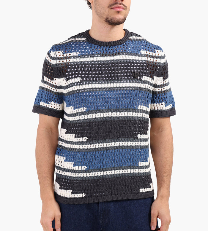 Kente Stripe Knit Shirt Woodland Grey