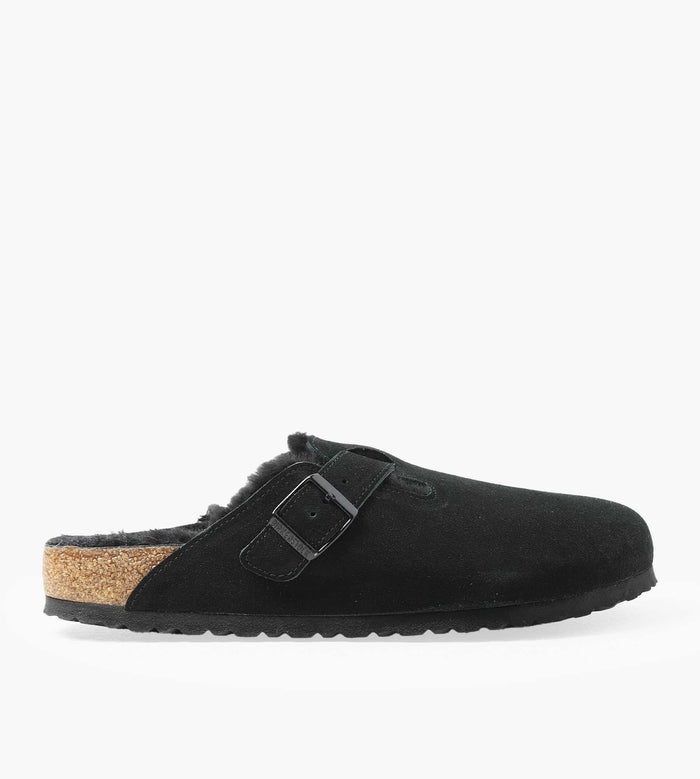 Boston Shearling Suede Leather Fur Black