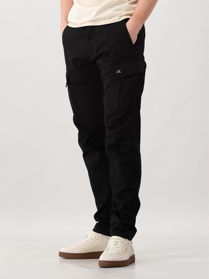 CP Company Cargo broek Zwart Stretch Sateen Ergonomic