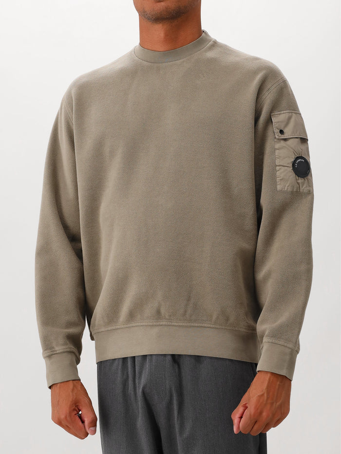 Sweater Groen Brushed Emerized Diagonal Flee