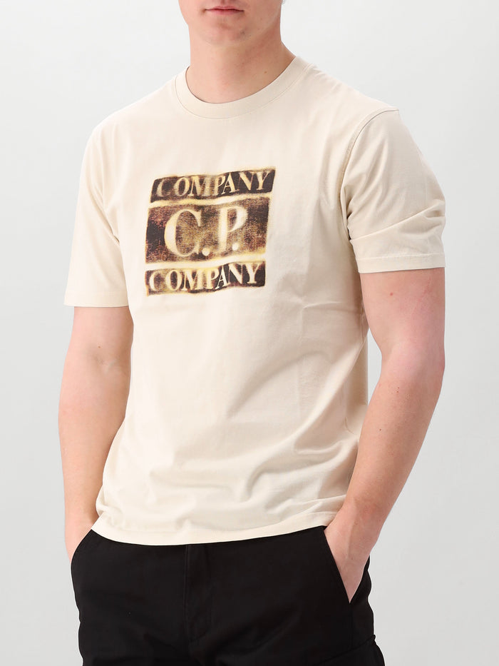 CP Company T-Shirt Beige Logo T-Shirt