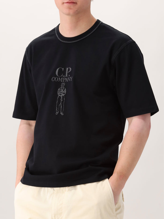 CP Company T-Shirt Zwart Twisted Short Sleeve Logo