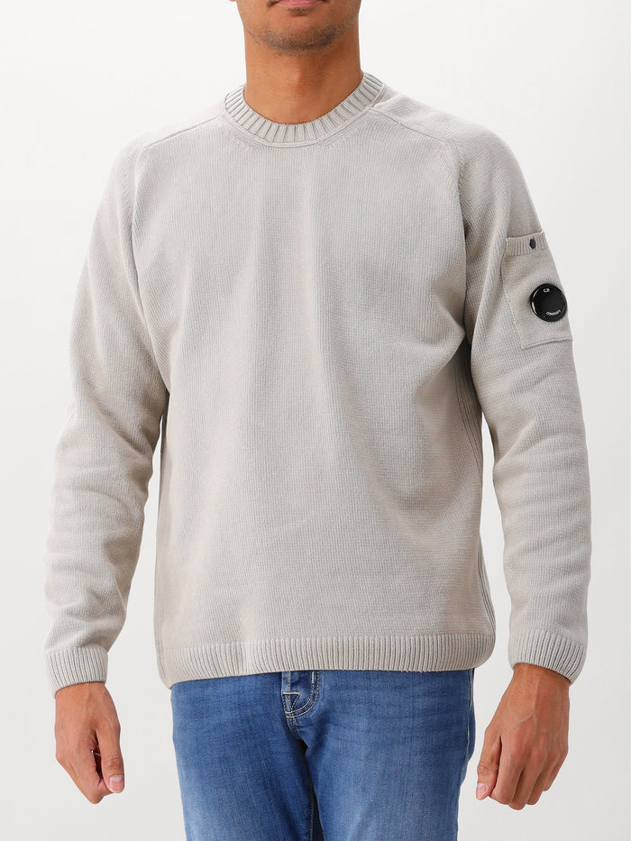 CP Company Gebreide Trui Grijs Crew Neck Lens
