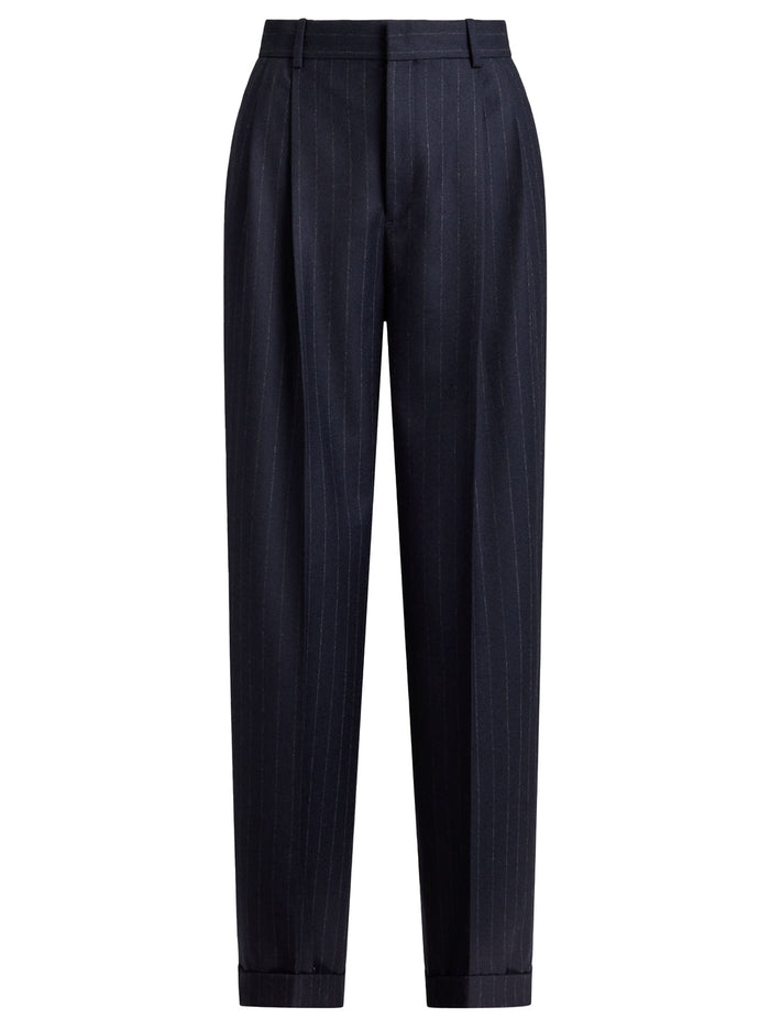 Wollen Wide-Leg Pantalon – Blauw