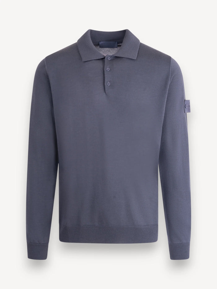 Ghost Piece Merino Polo - Slate Blue