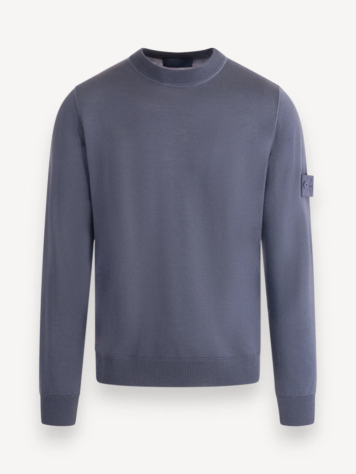 Ghost Piece Merino Crewneck - Slate Blue
